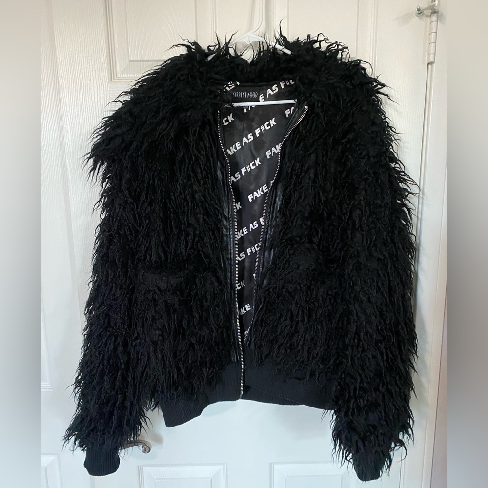 Black Oversized Faux Fur Shacket - Women S